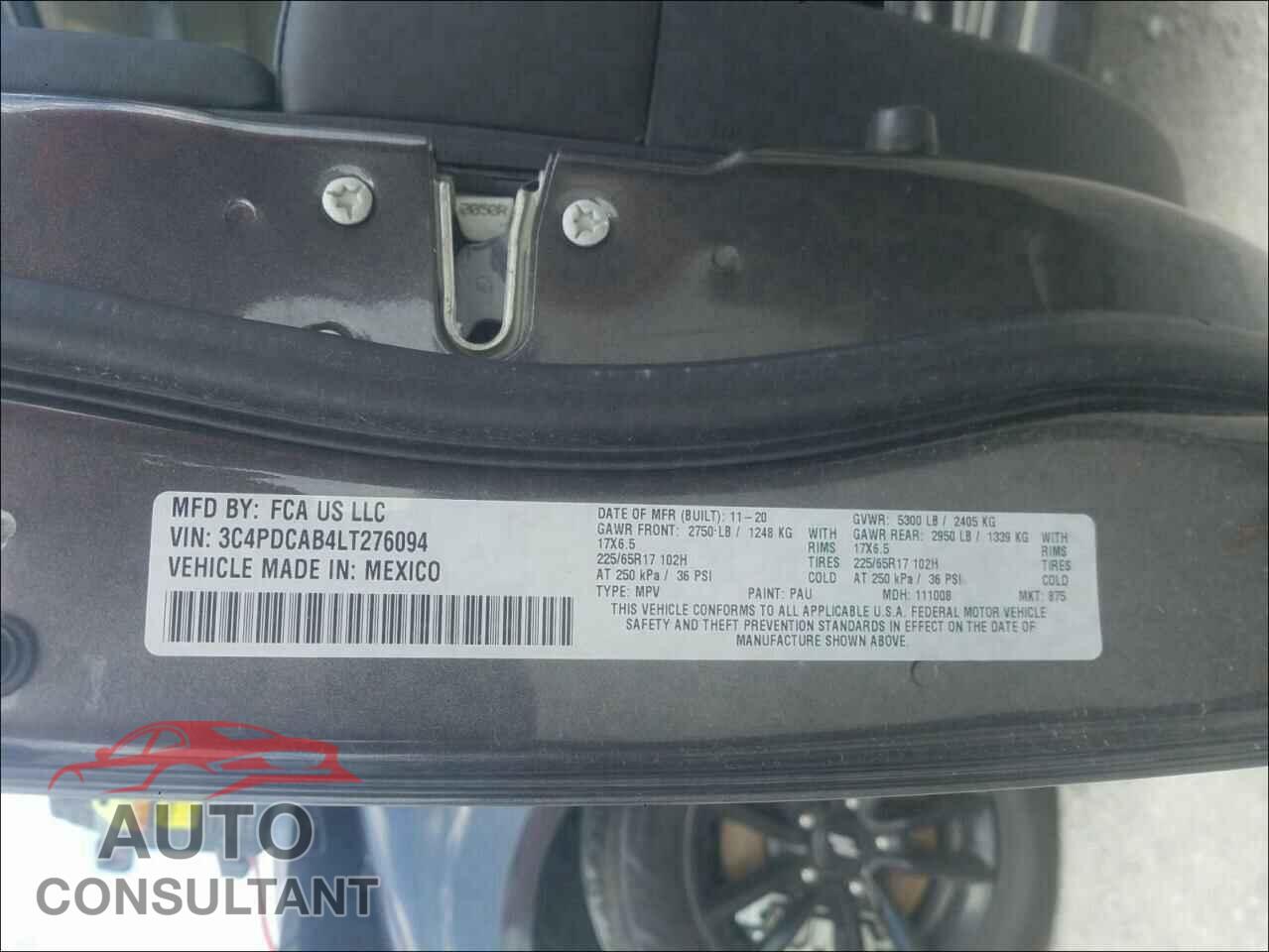 DODGE JOURNEY 2020 - 3C4PDCAB4LT276094