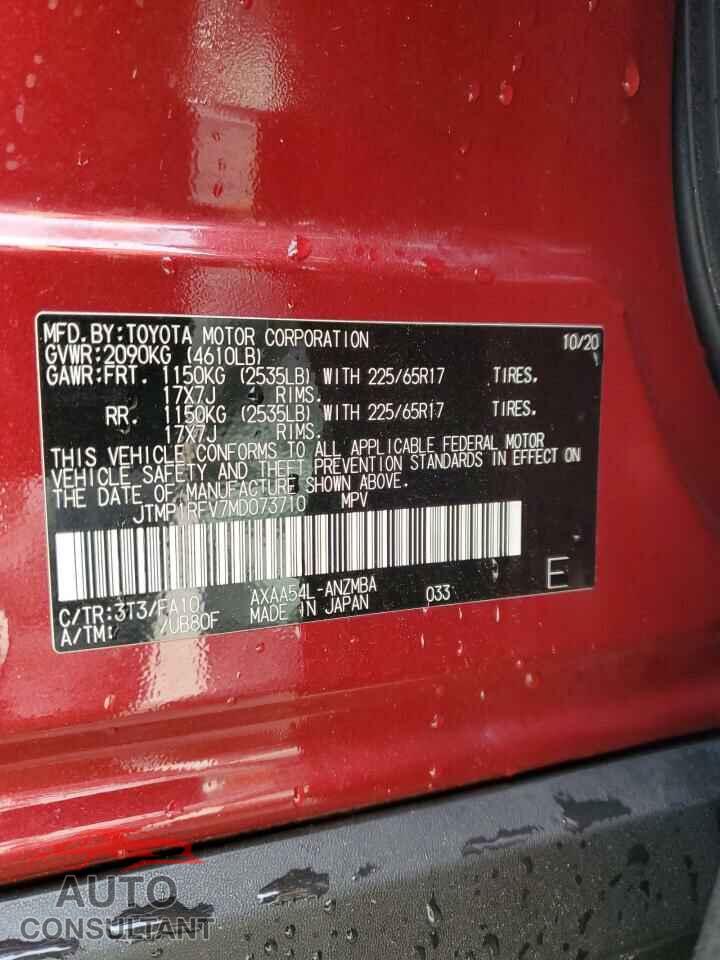 TOYOTA RAV4 2021 - JTMP1RFV7MD073710