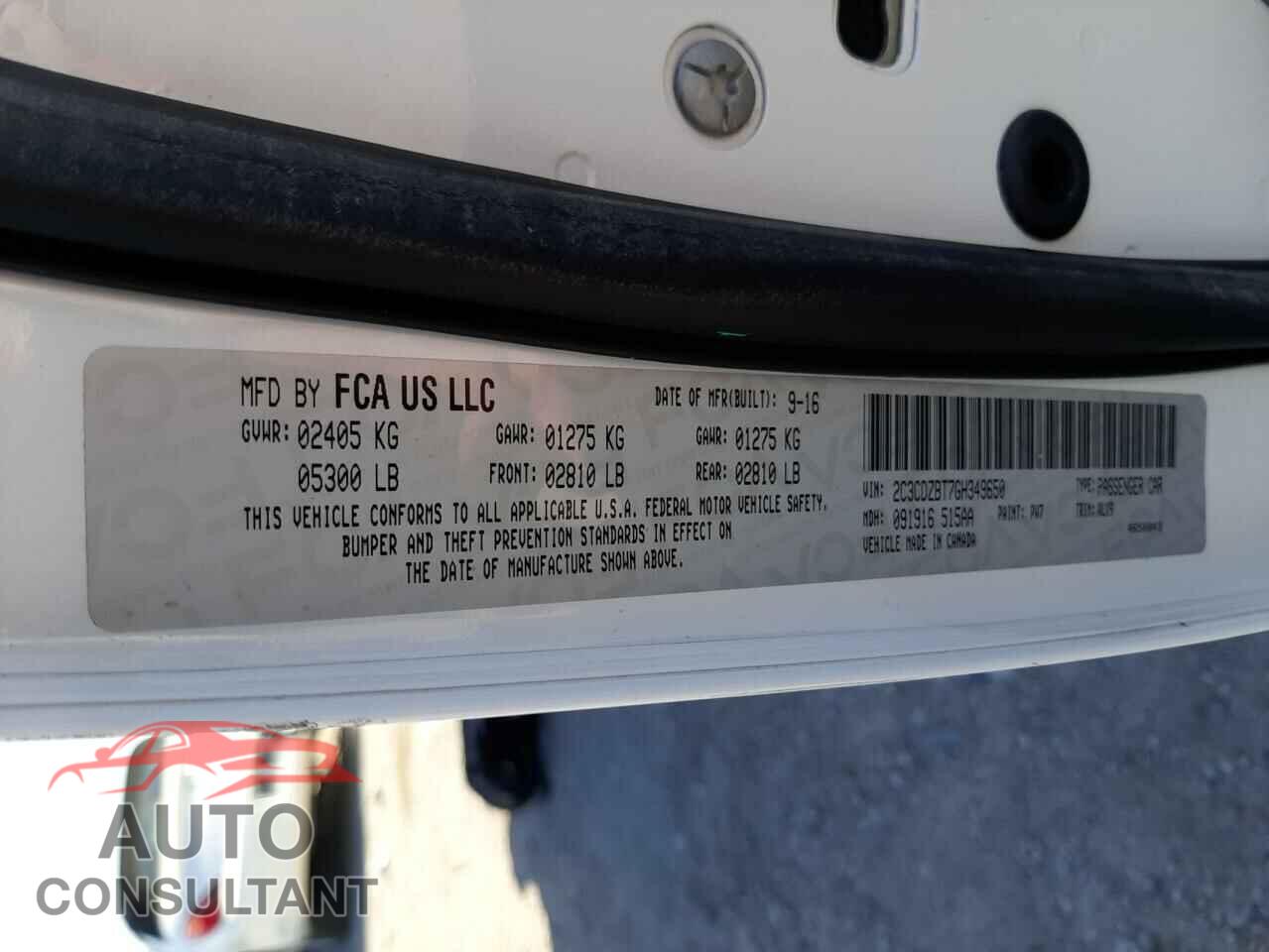 DODGE CHALLENGER 2016 - 2C3CDZBT7GH349650