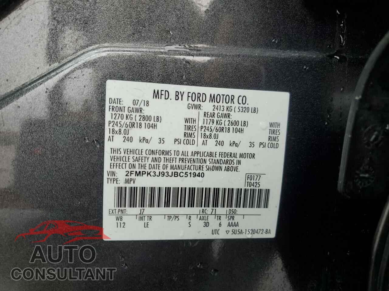 FORD EDGE 2018 - 2FMPK3J93JBC51940