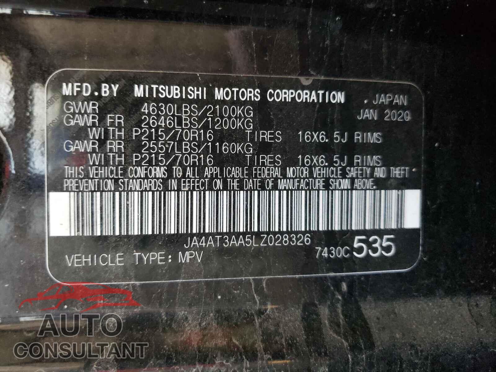 MITSUBISHI ECLIPSE 2020 - JA4AT3AA5LZ028326