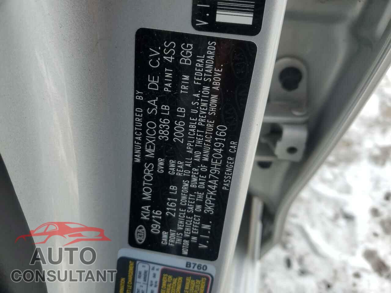 KIA FORTE 2017 - 3KPFK4A79HE049160