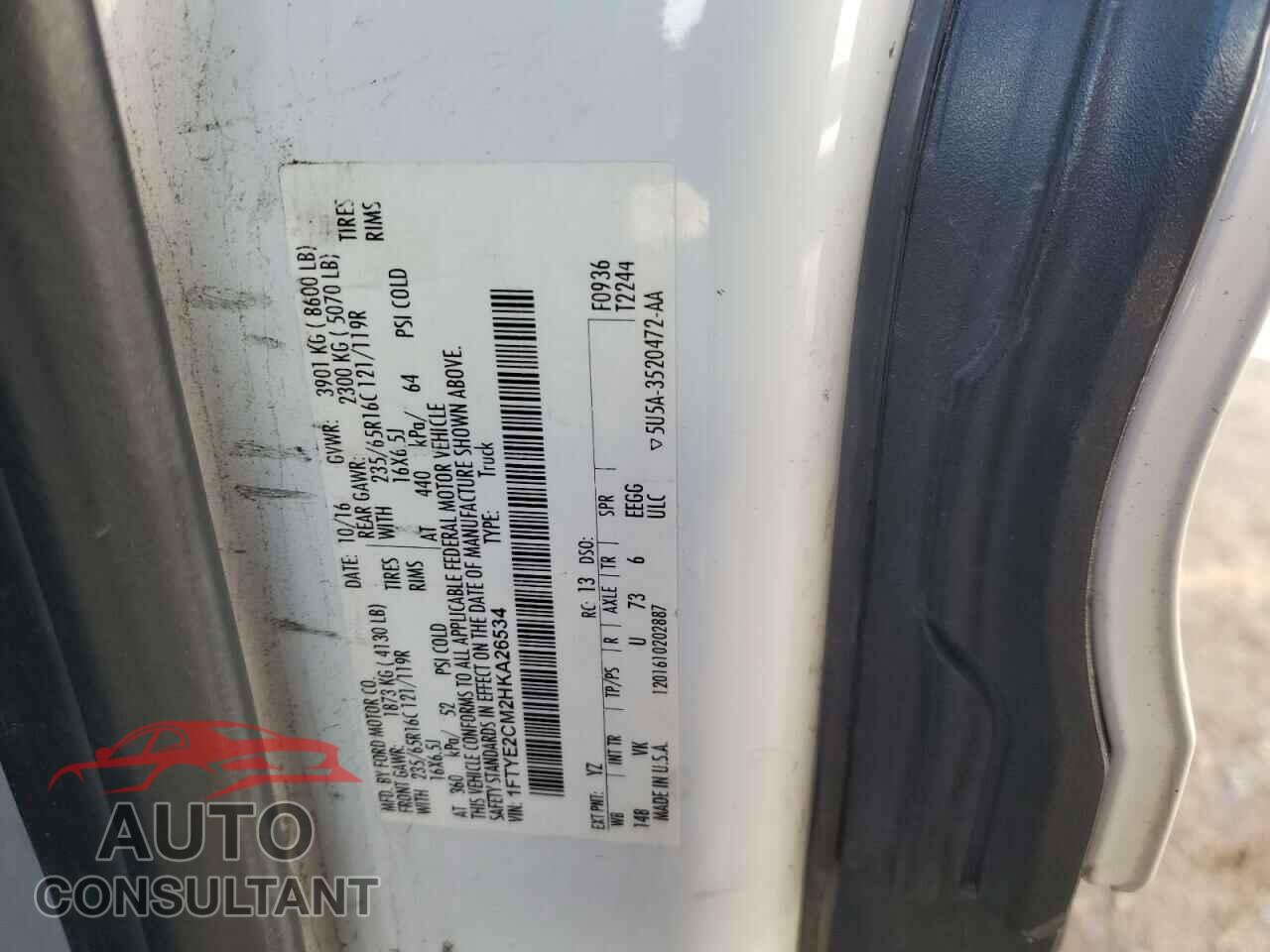 FORD TRANSIT 2017 - 1FTYE2CM2HKA26534