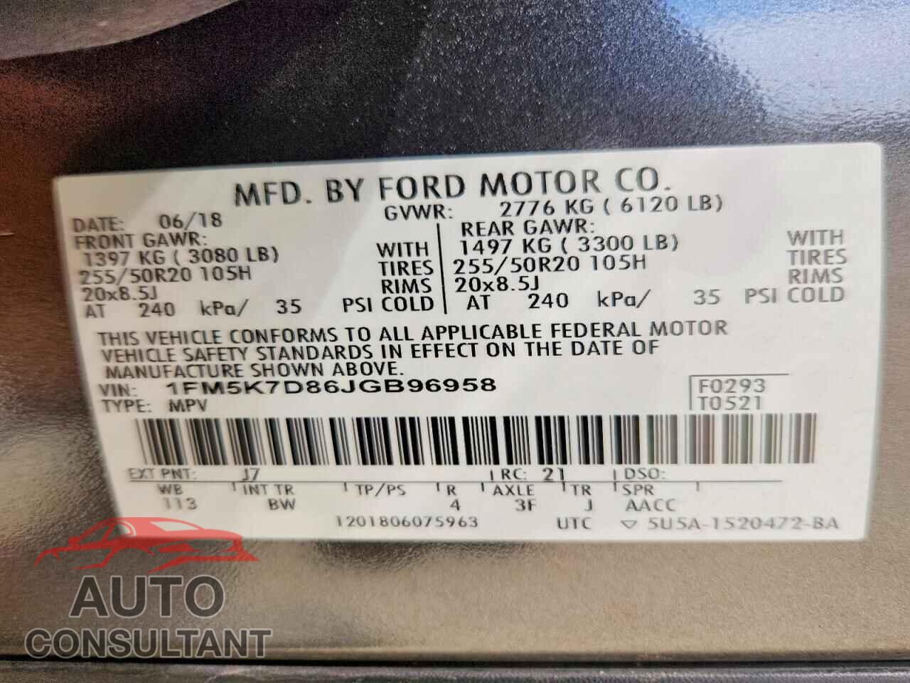 FORD EXPLORER 2018 - 1FM5K7D86JGB96958