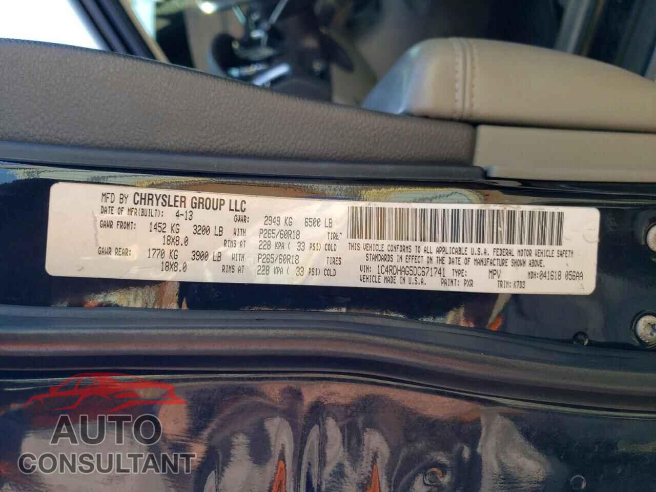 DODGE DURANGO 2013 - 1C4RDHAG5DC671741