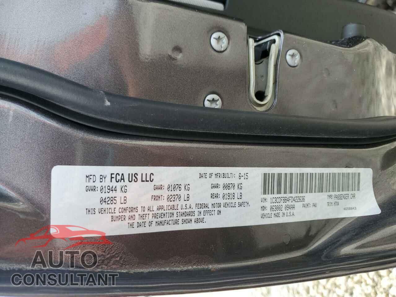 DODGE DART 2015 - 1C3CDFBB4FD422636
