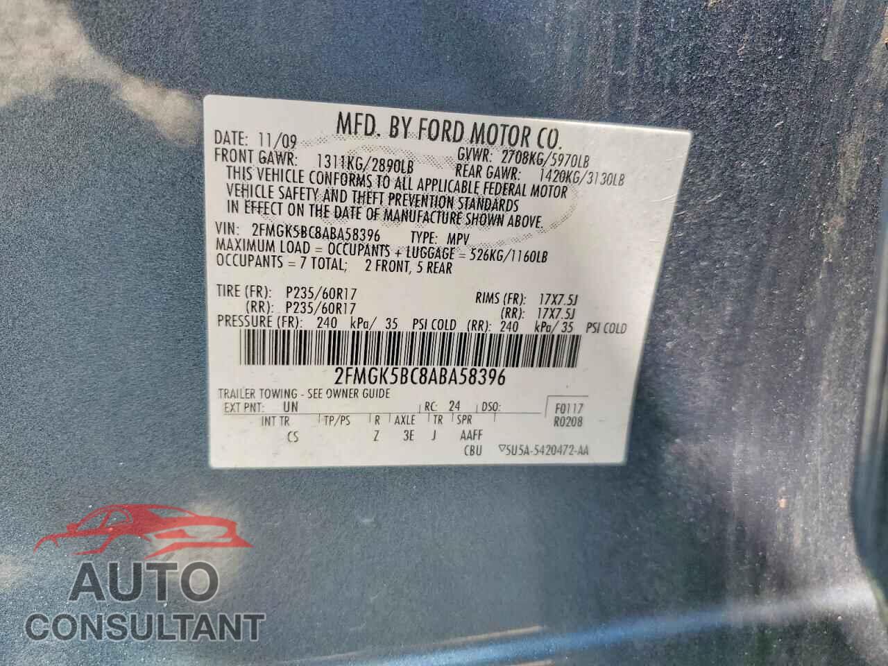 FORD FLEX 2010 - 2FMGK5BC8ABA58396