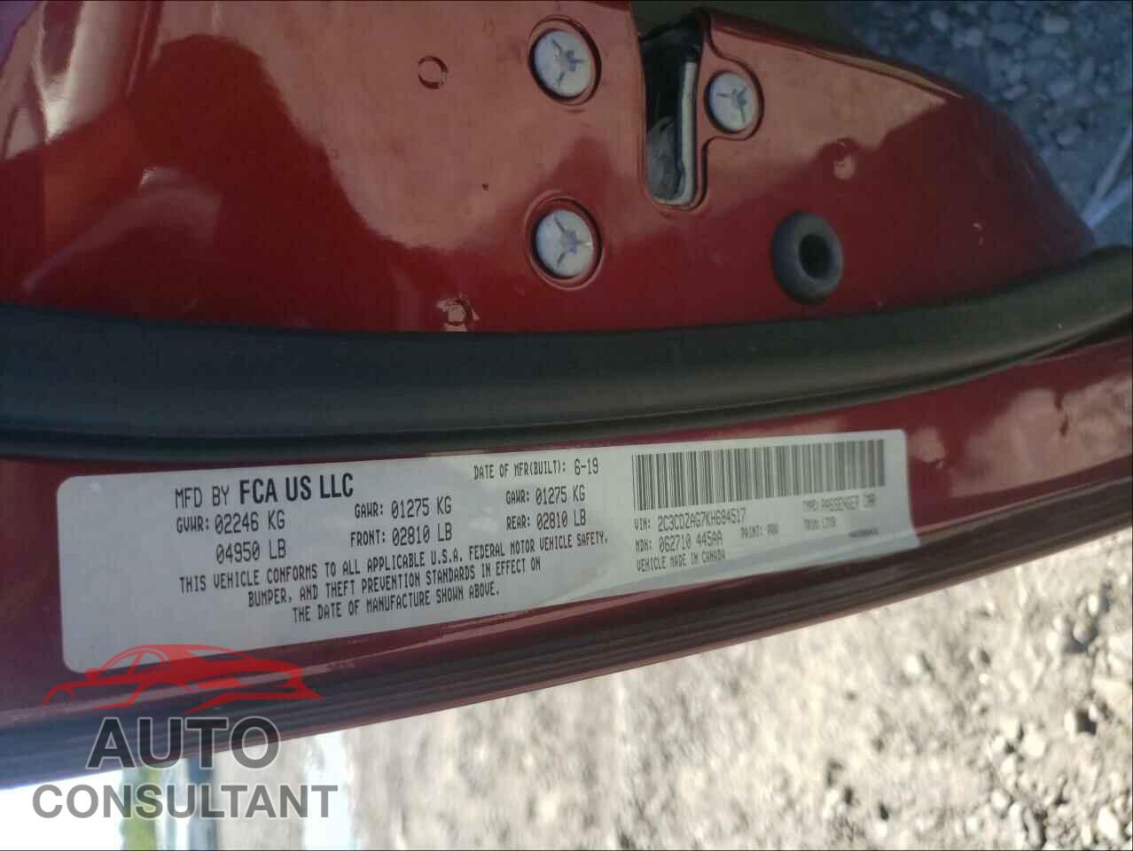 DODGE CHALLENGER 2019 - 2C3CDZAG7KH684517