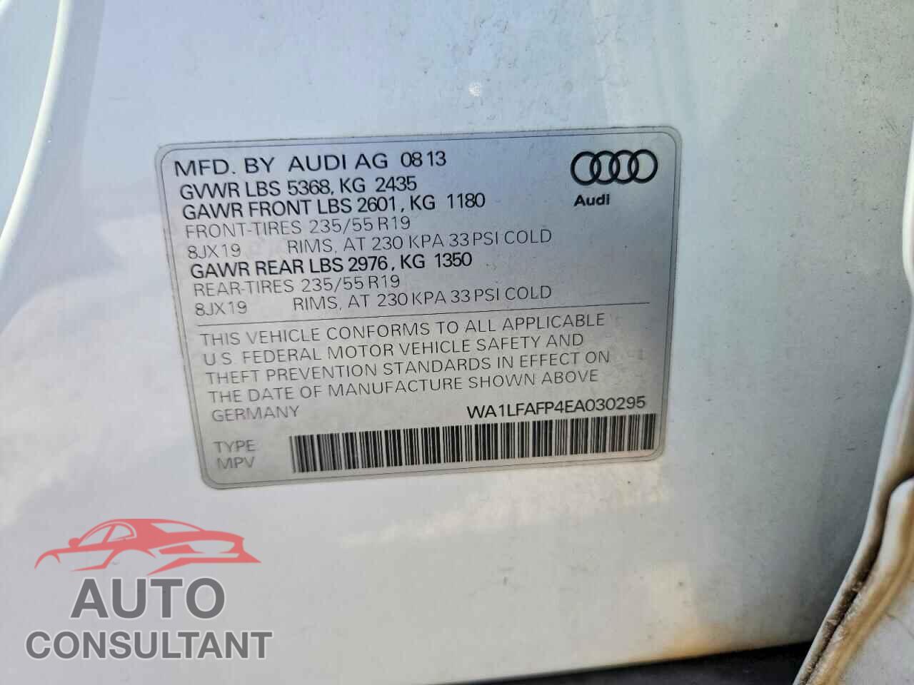 AUDI Q5 2014 - WA1LFAFP4EA030295