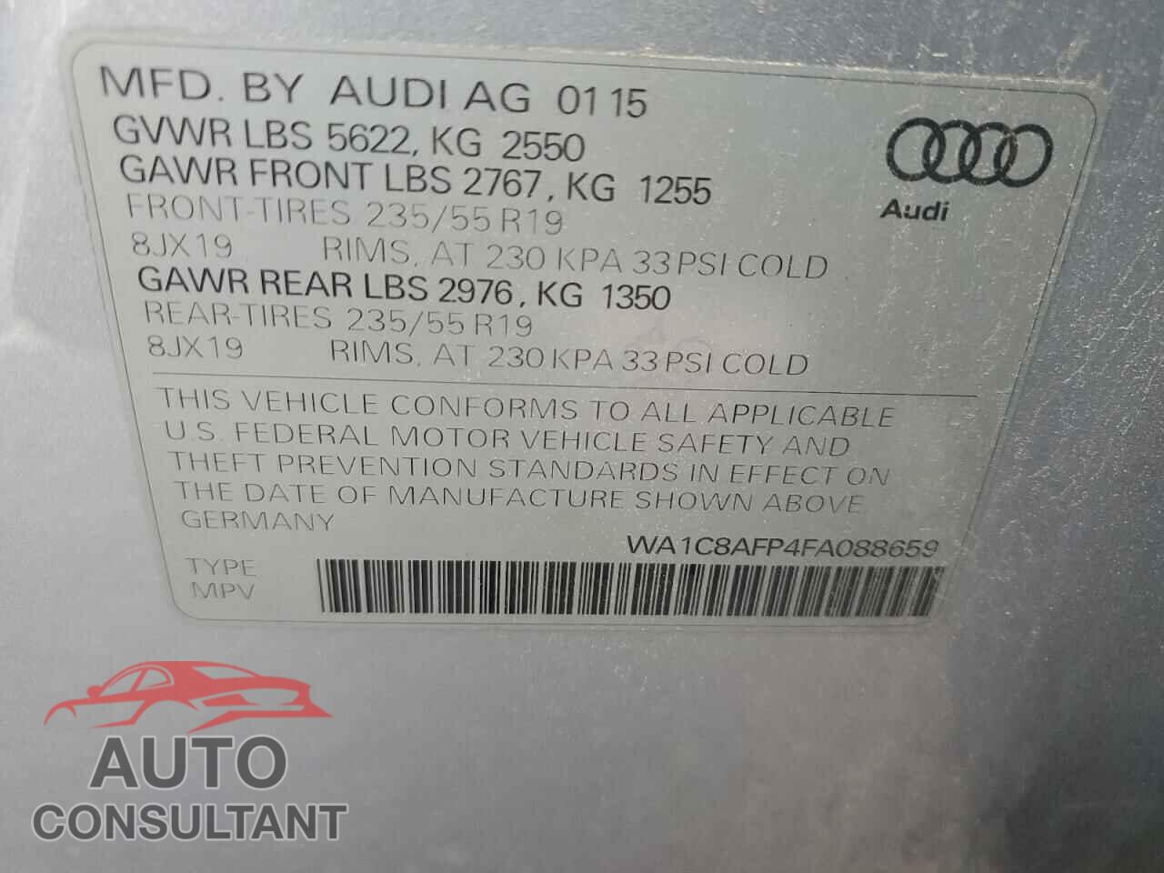 AUDI Q5 2015 - WA1C8AFP4FA088659