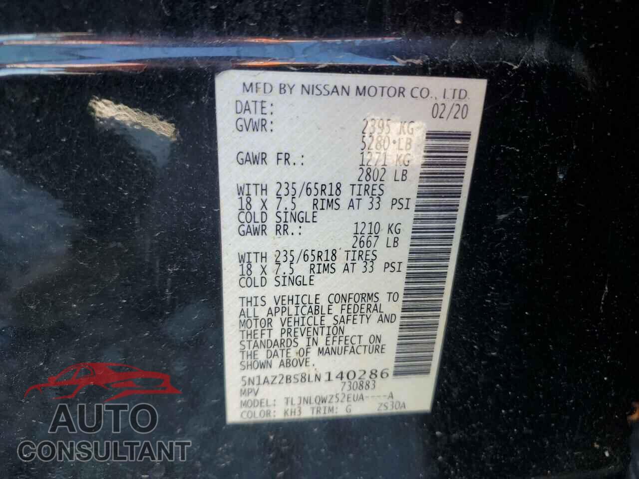 NISSAN MURANO 2020 - 5N1AZ2BS8LN140286