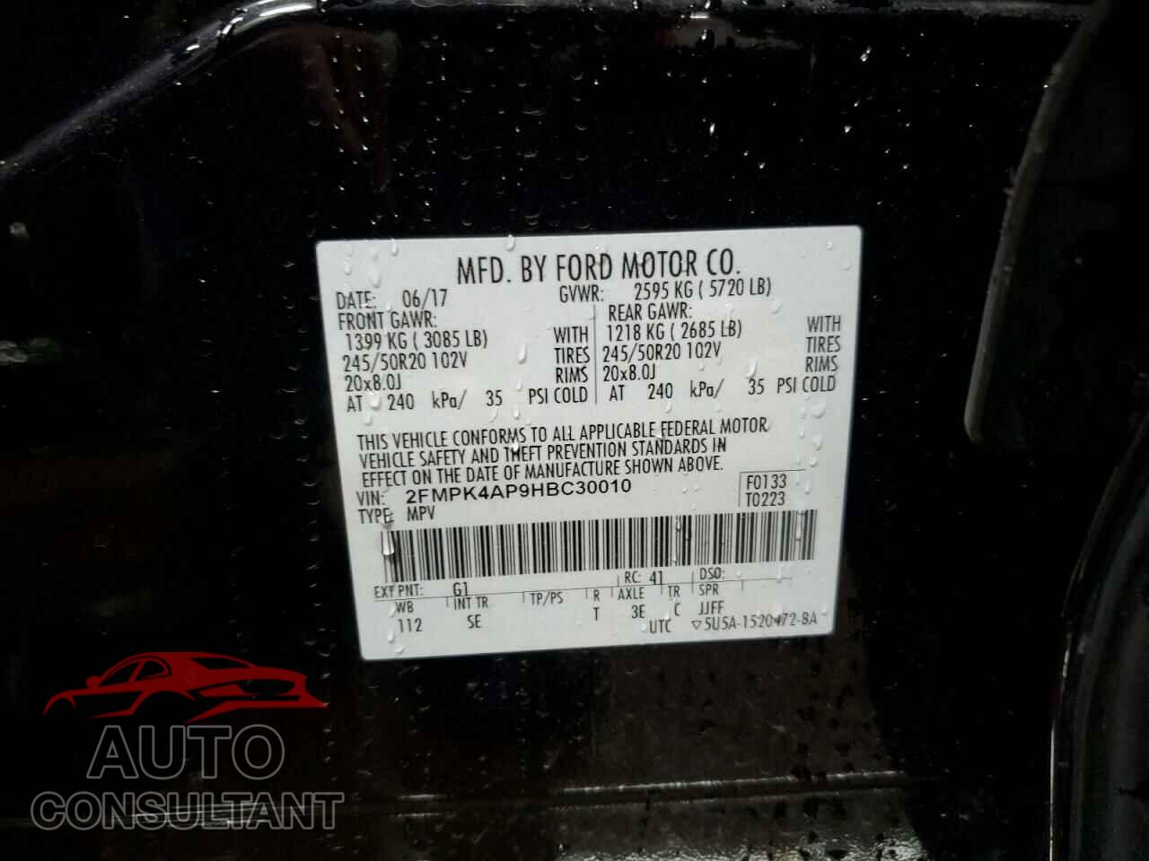 FORD EDGE 2017 - 2FMPK4AP9HBC30010