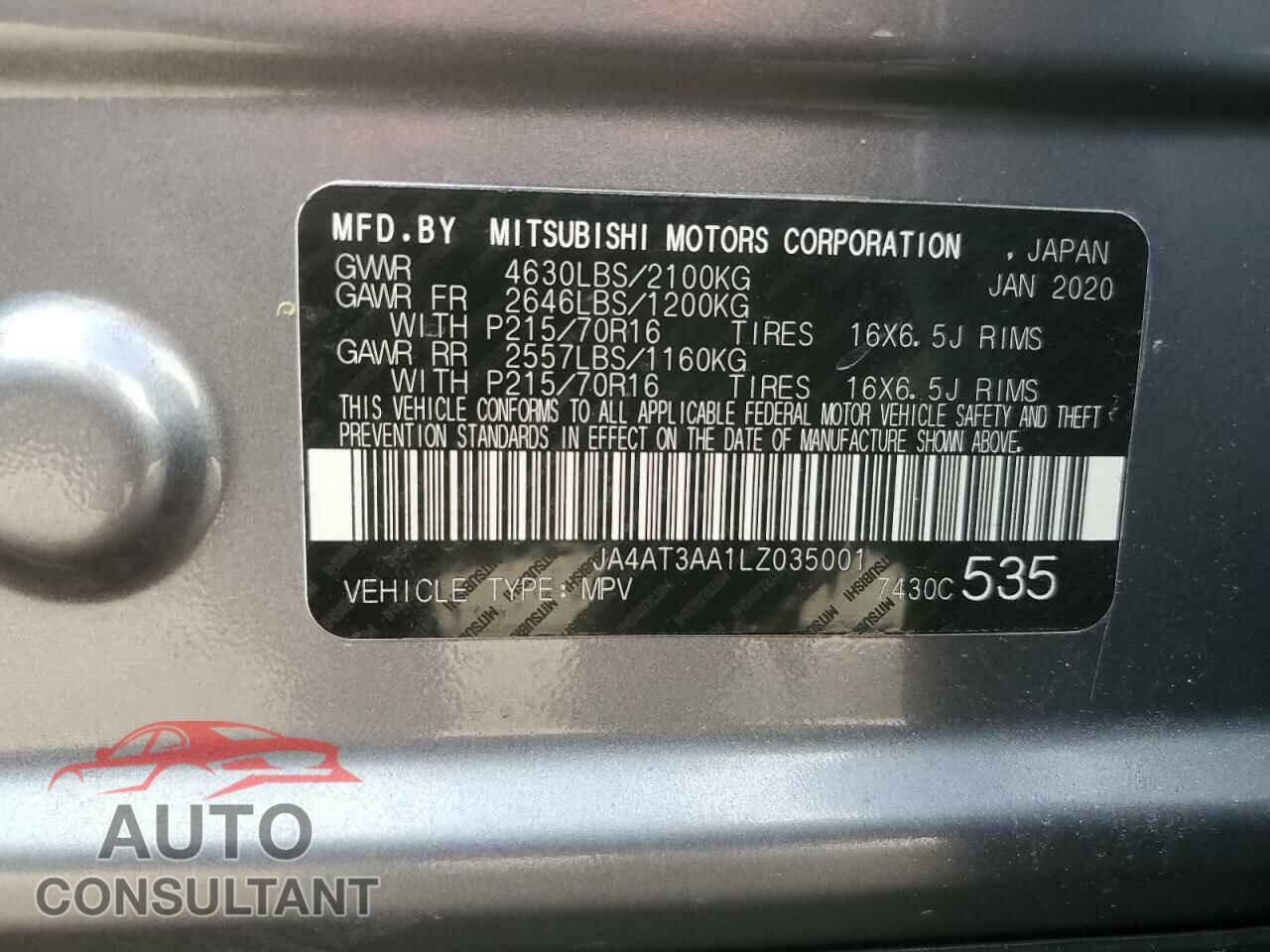 MITSUBISHI ECLIPSE 2020 - JA4AT3AA1LZ035001