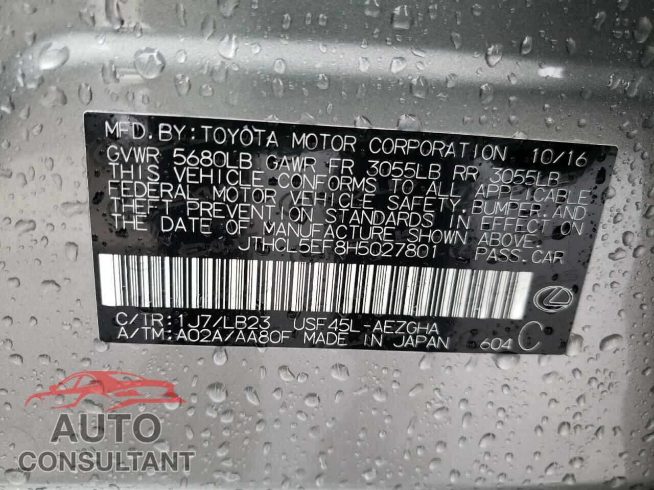 LEXUS LS460 2017 - JTHCL5EF8H5027801