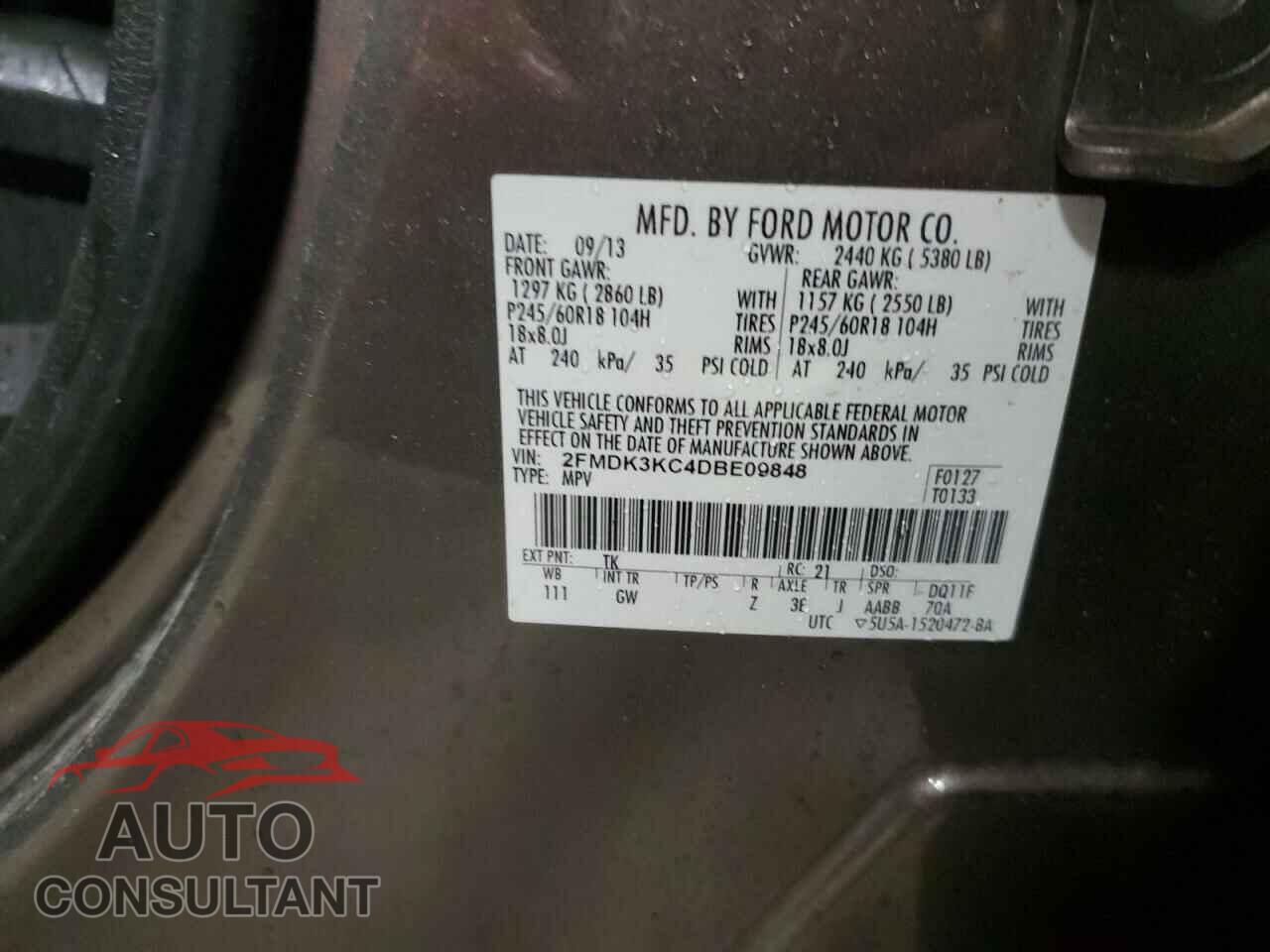 FORD EDGE 2013 - 2FMDK3KC4DBE09848