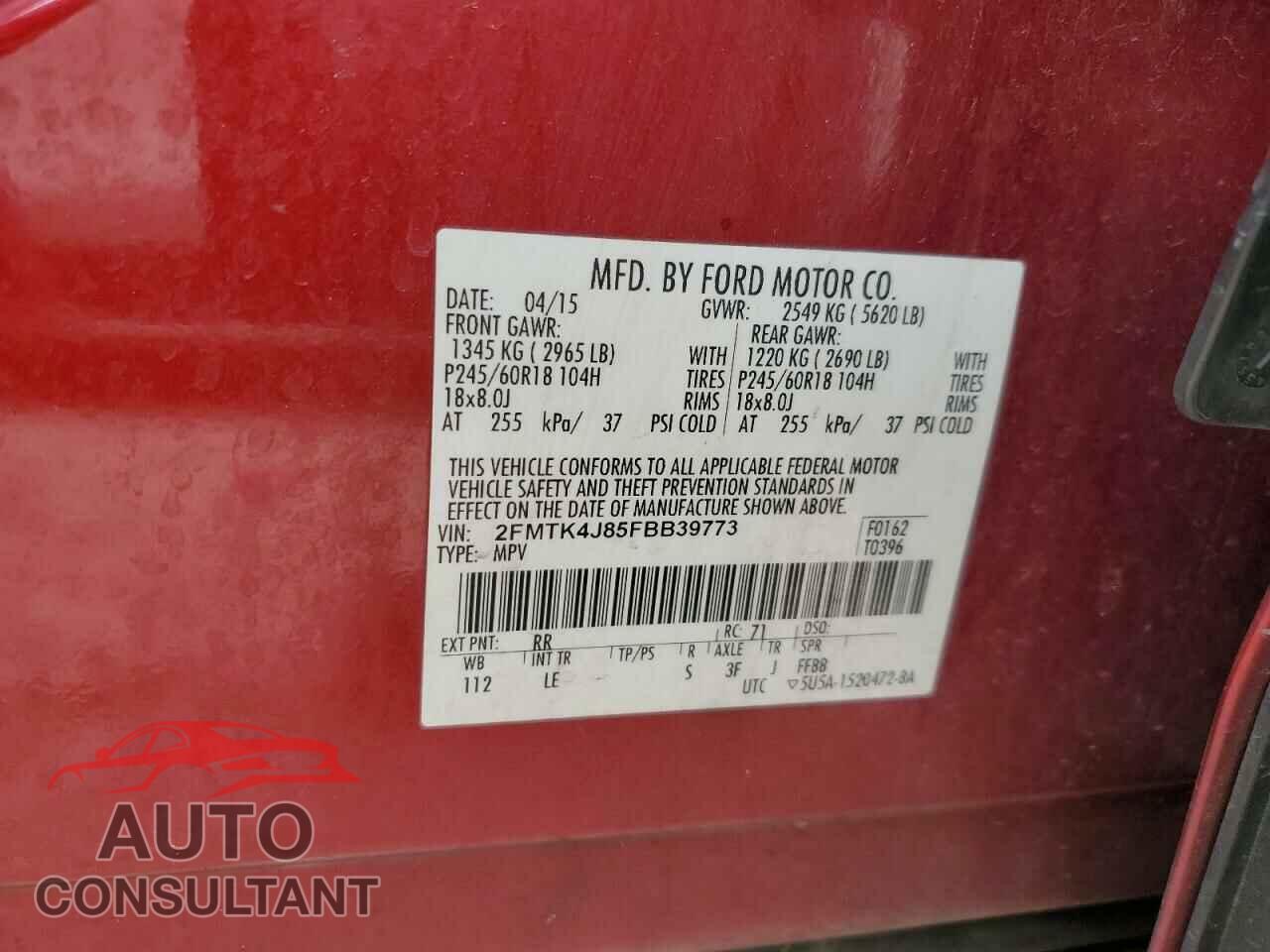 FORD EDGE 2015 - 2FMTK4J85FBB39773