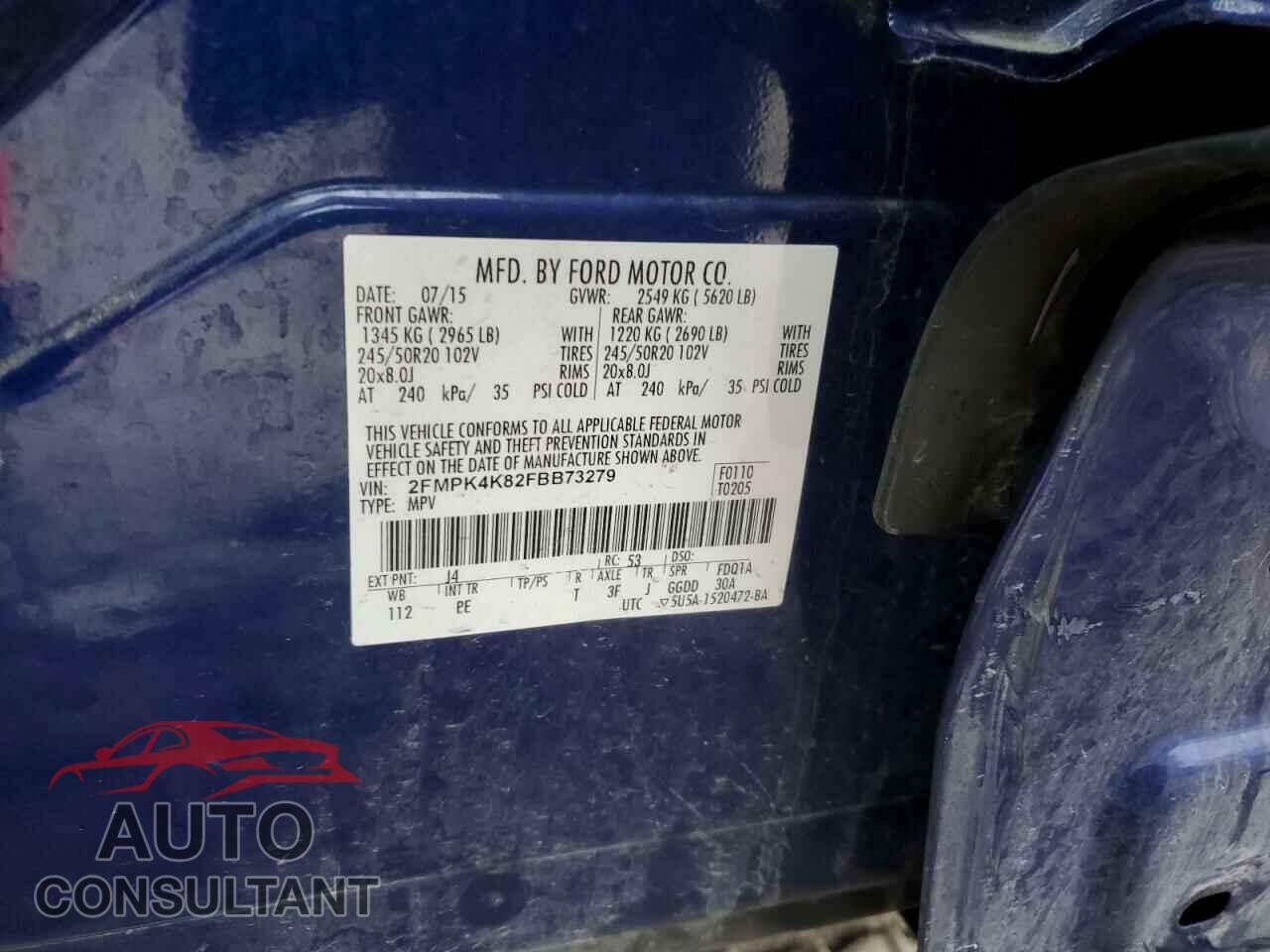 FORD EDGE 2015 - 2FMPK4K82FBB73279