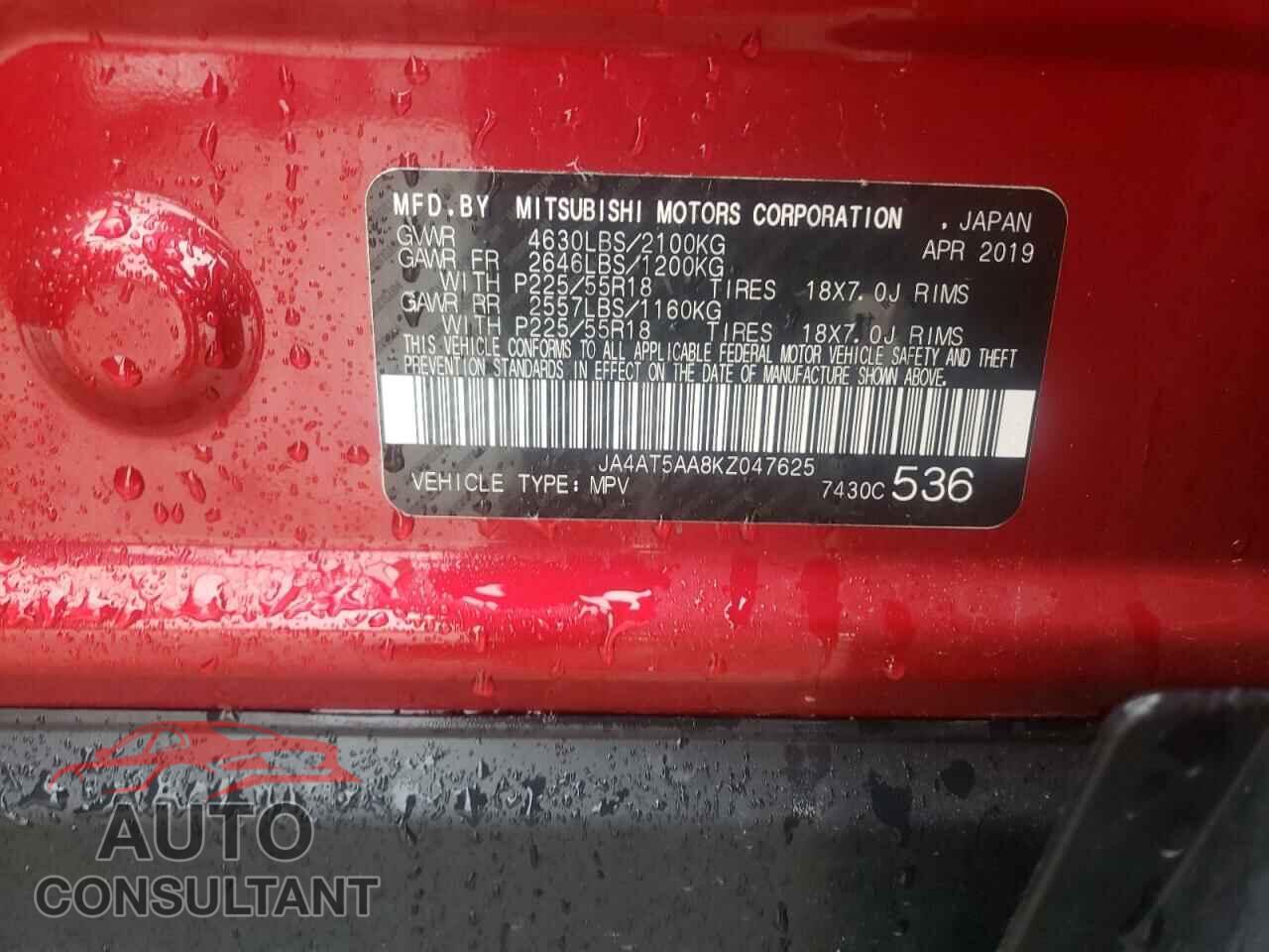 MITSUBISHI ECLIPSE 2019 - JA4AT5AA8KZ047625