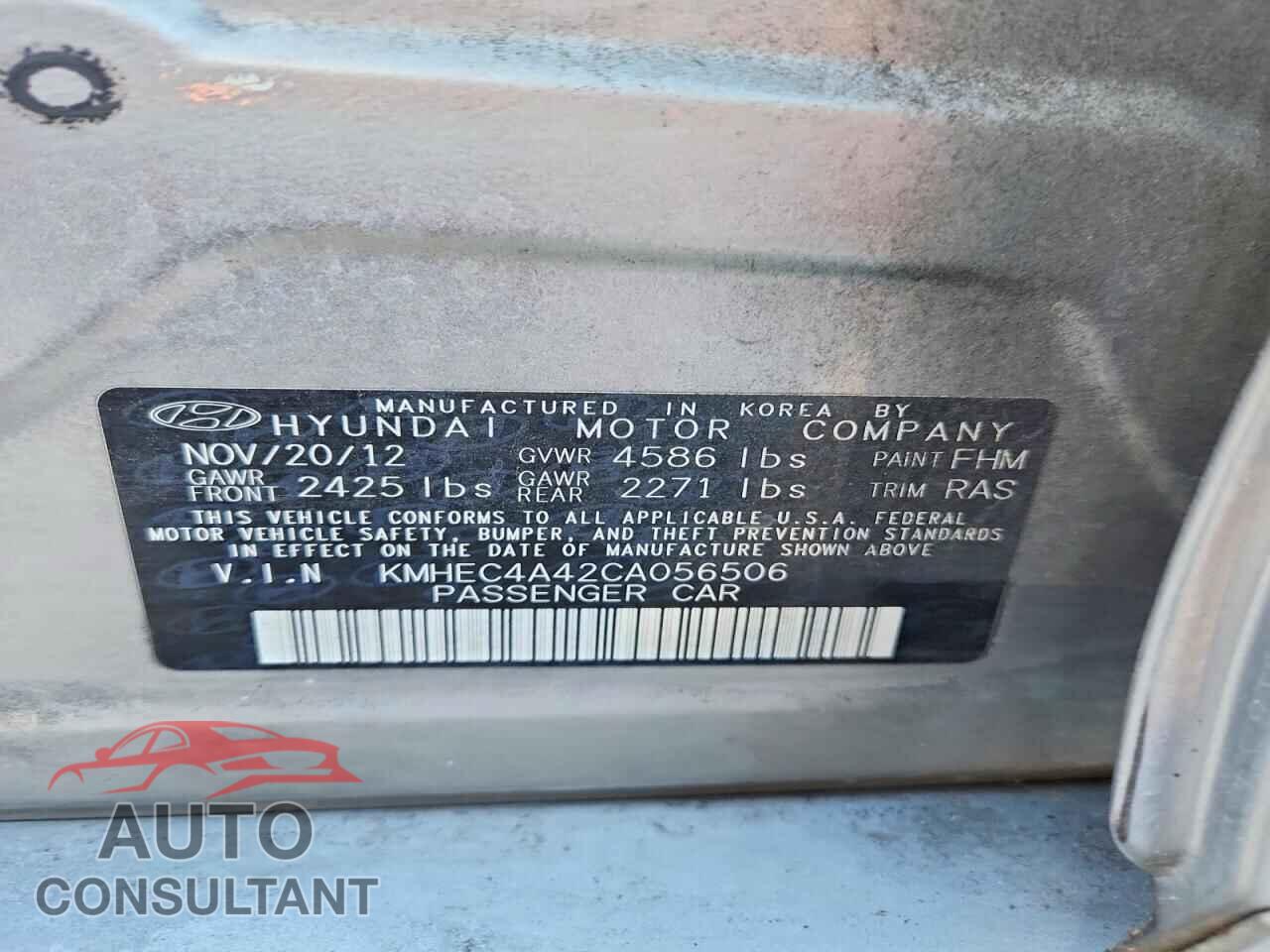 HYUNDAI SONATA 2012 - KMHEC4A42CA056506