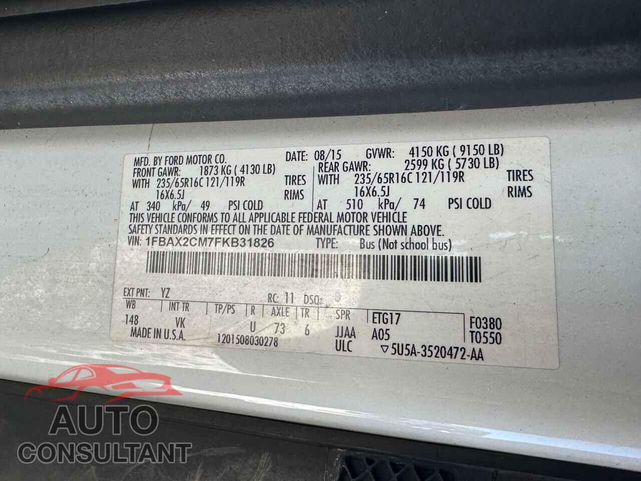 FORD TRANSIT 2015 - 1FBAX2CM7FKB31826