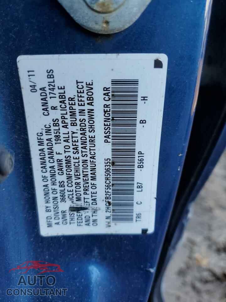 HONDA CIVIC 2012 - 2HGFB2F56CH506355