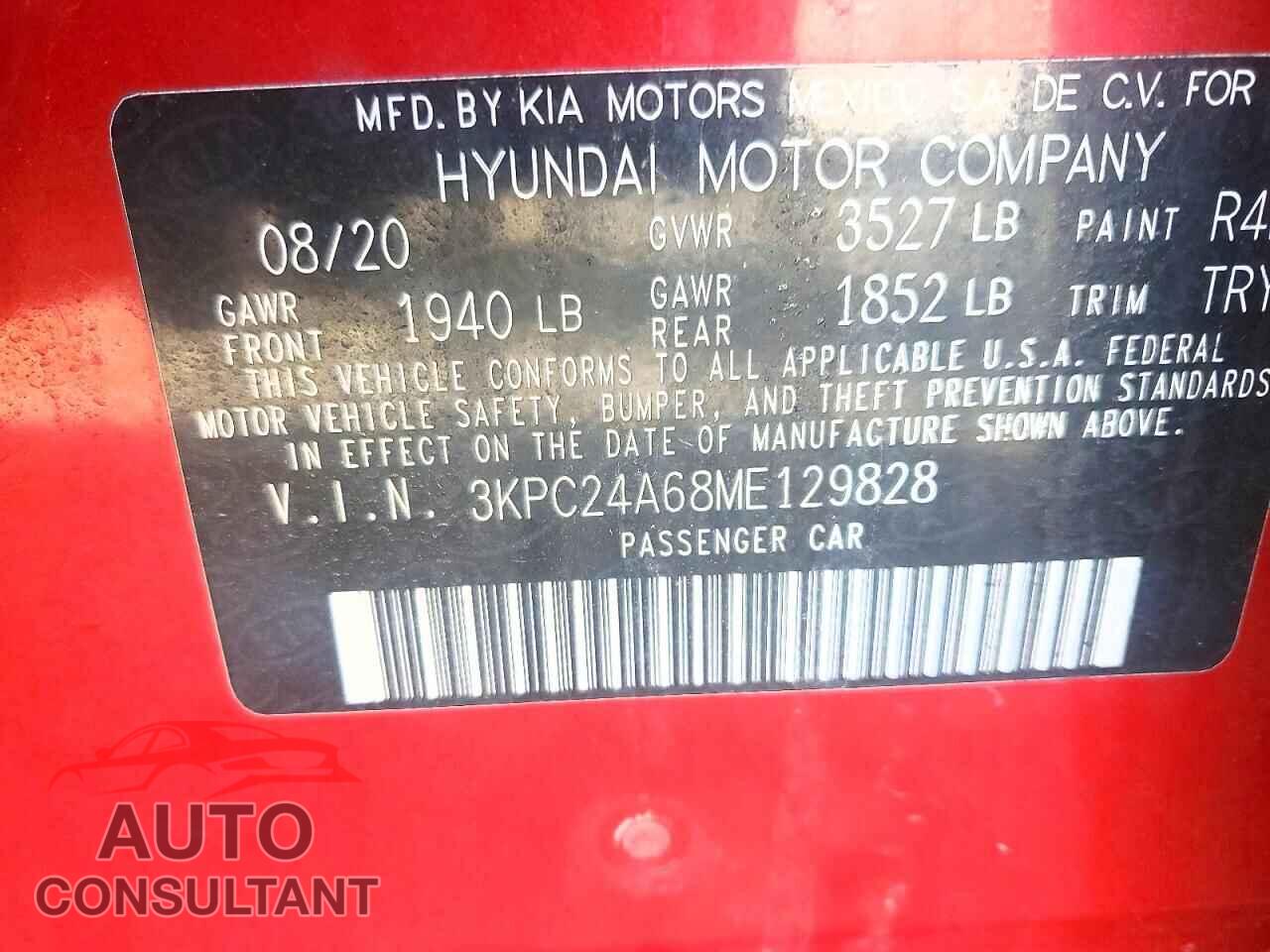 HYUNDAI ACCENT 2021 - 3KPC24A68ME129828