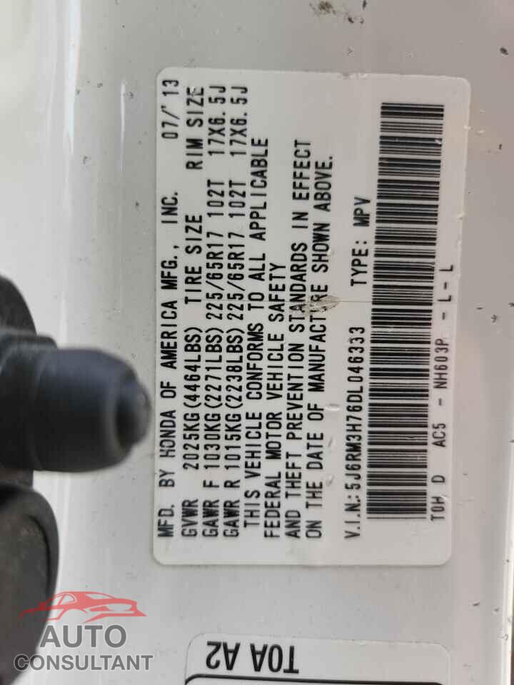 HONDA CRV 2013 - 5J6RM3H76DL046333