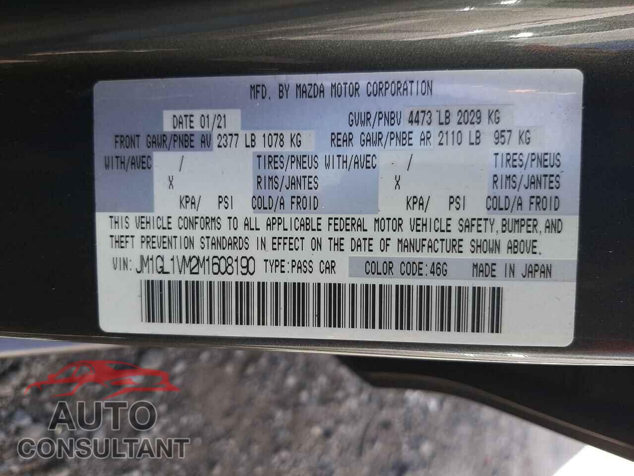 MAZDA 6 2021 - JM1GL1VM2M1608190