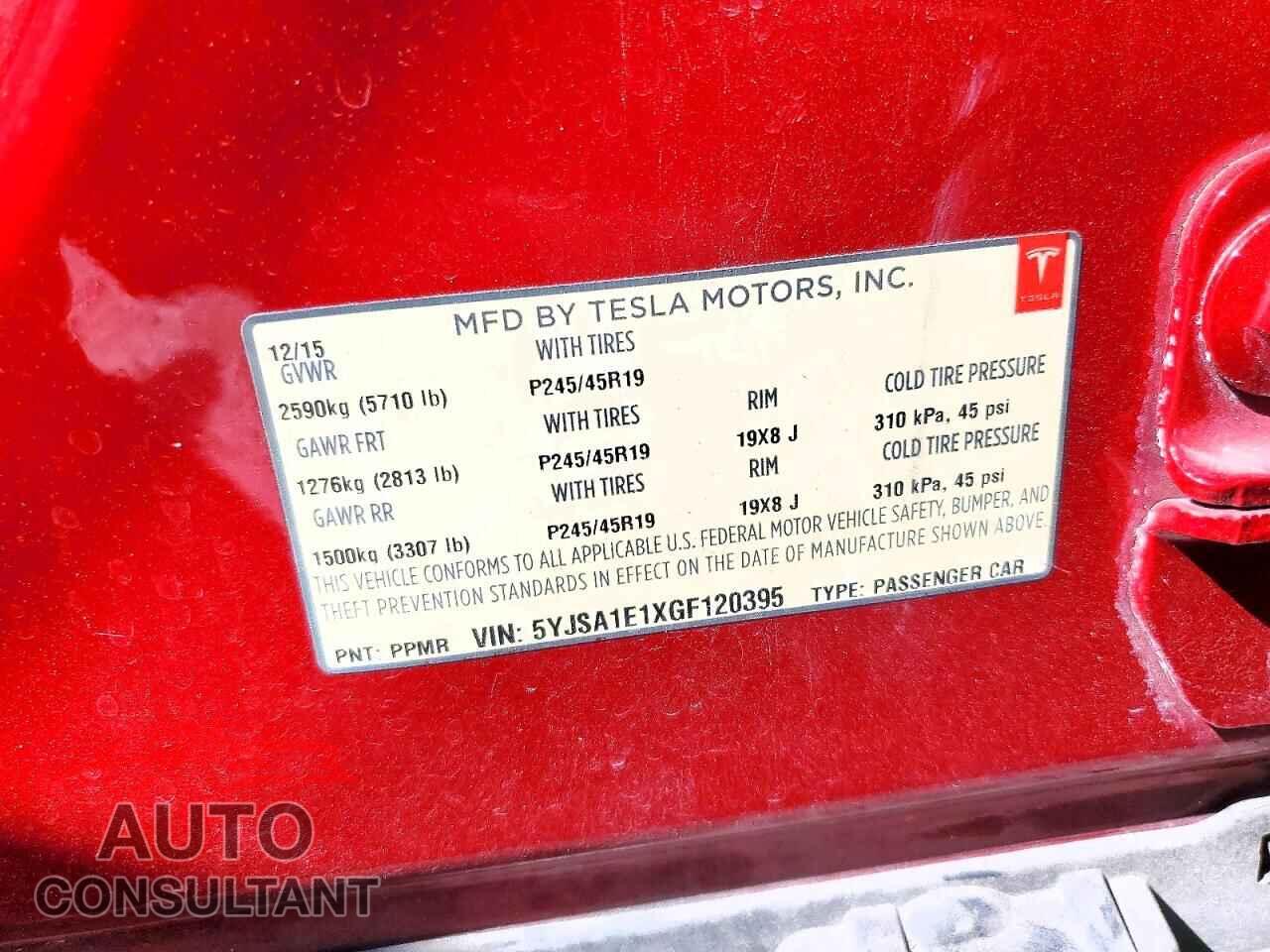 TESLA MODEL S 2016 - 5YJSA1E1XGF120395
