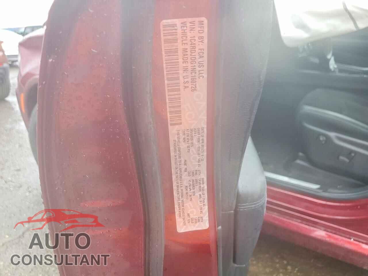 DODGE DURANGO 2022 - 1C4RDJDG1NC160726
