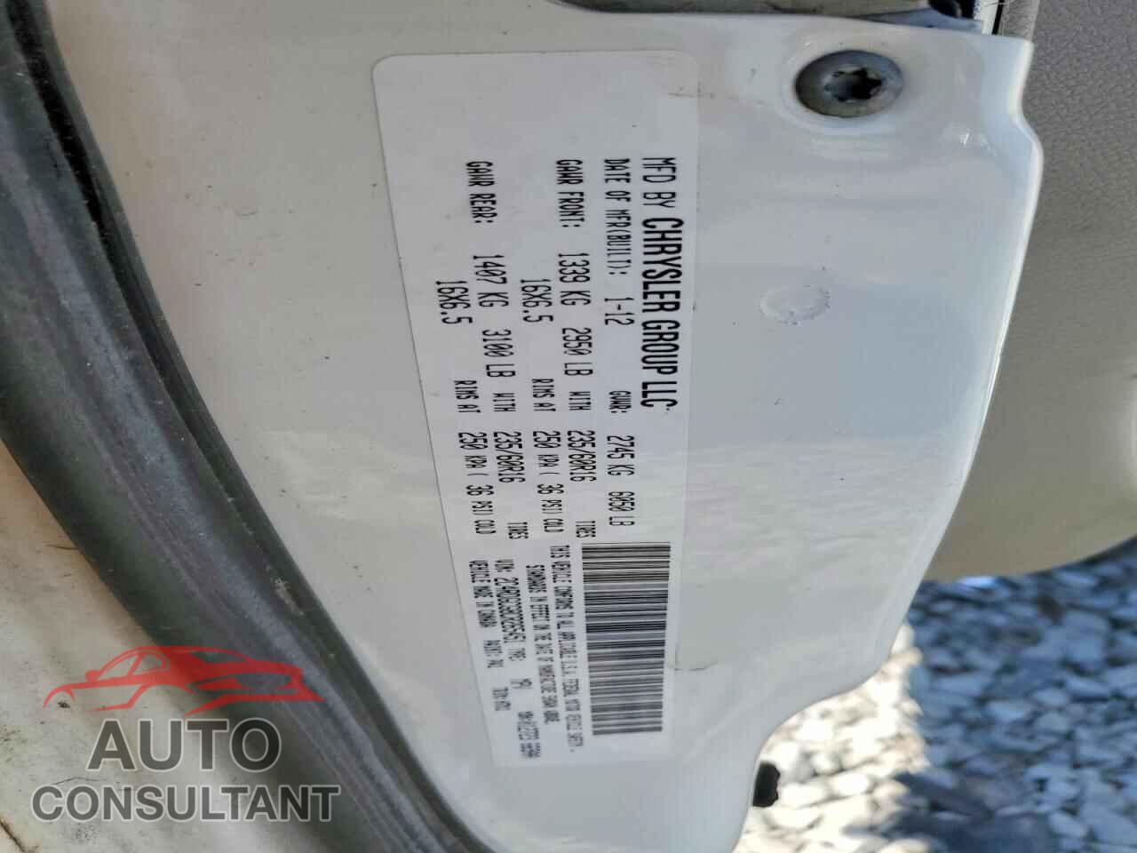 DODGE CARAVAN 2012 - 2C4RDGCG8CR265451