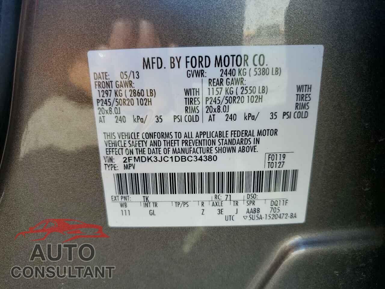 FORD EDGE 2013 - 2FMDK3JC1DBC34380