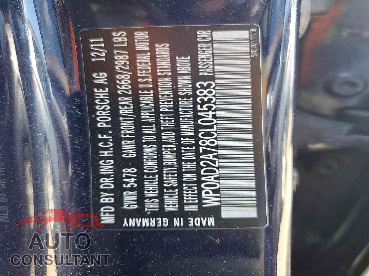 PORSCHE PANAMERA 2012 - WP0AD2A78CL045383