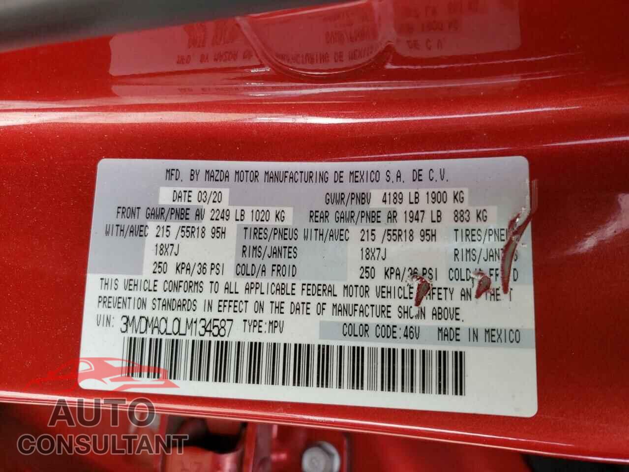 MAZDA CX30 2020 - 3MVDMACL0LM134587
