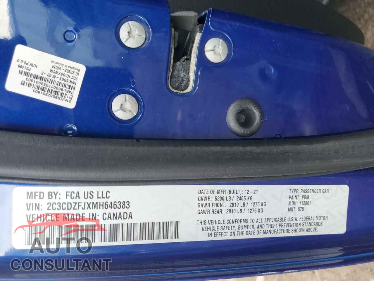 DODGE CHALLENGER 2021 - 2C3CDZFJXMH646383