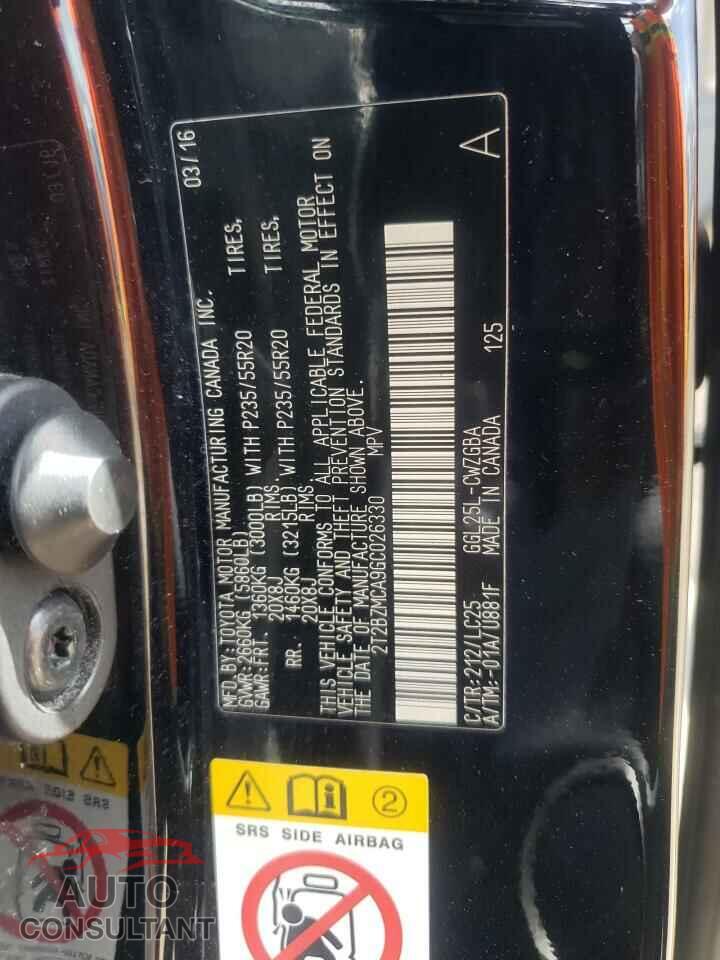 LEXUS RX350 2016 - 2T2BZMCA9GC026330