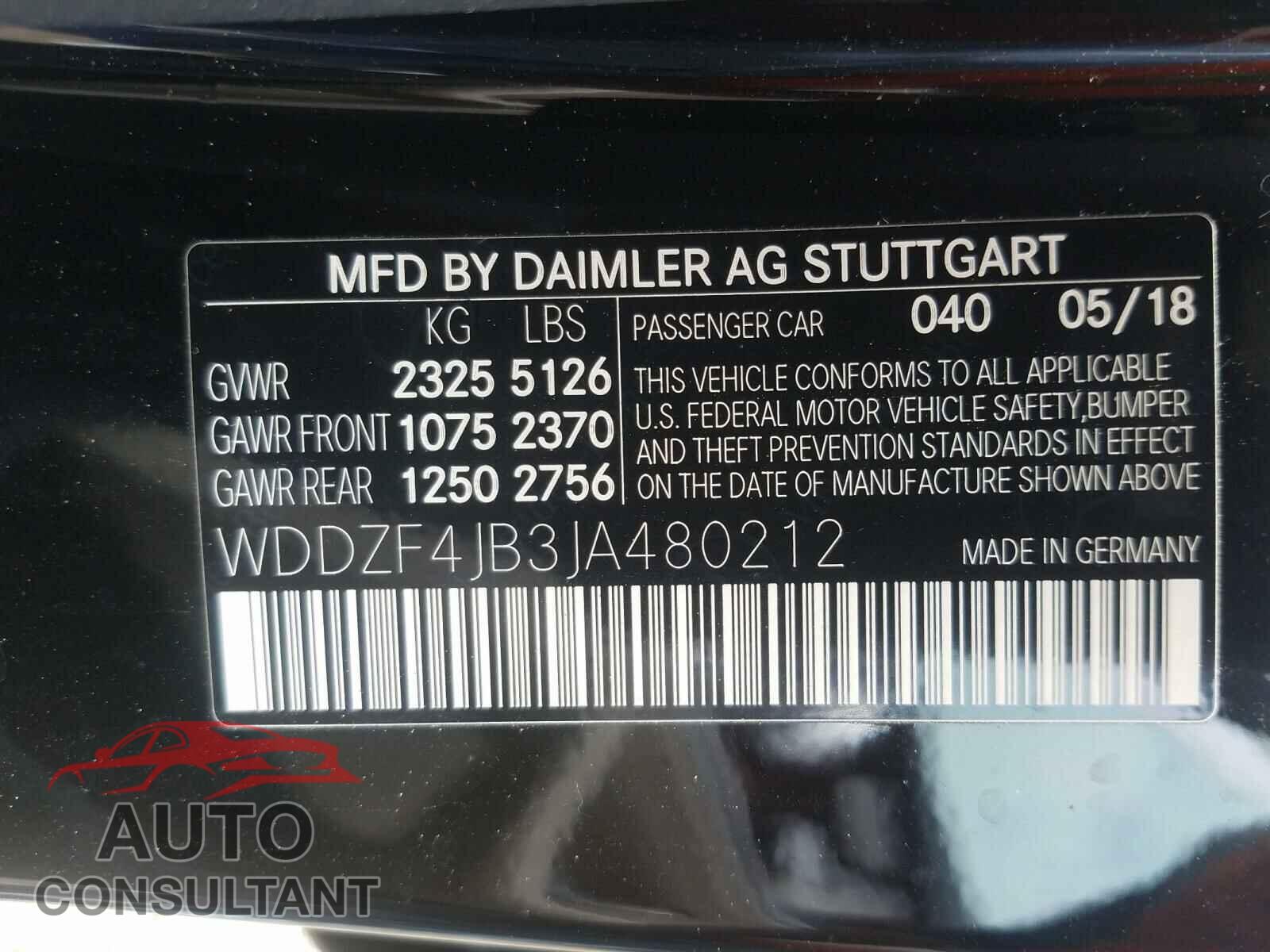 MERCEDES-BENZ E CLASS 2018 - WDDZF4JB3JA480212