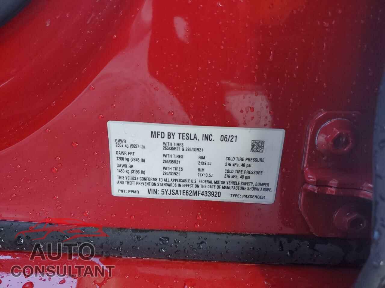 TESLA MODEL S 2021 - 5YJSA1E62MF433920