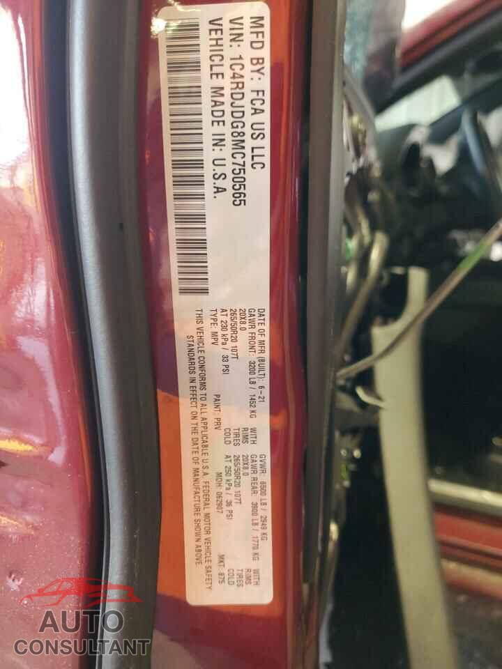 DODGE DURANGO 2021 - 1C4RDJDG8MC750565