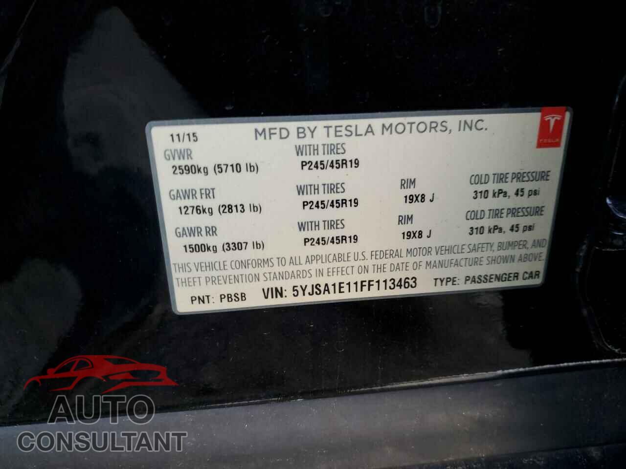 TESLA MODEL S 2015 - 5YJSA1E11FF113463