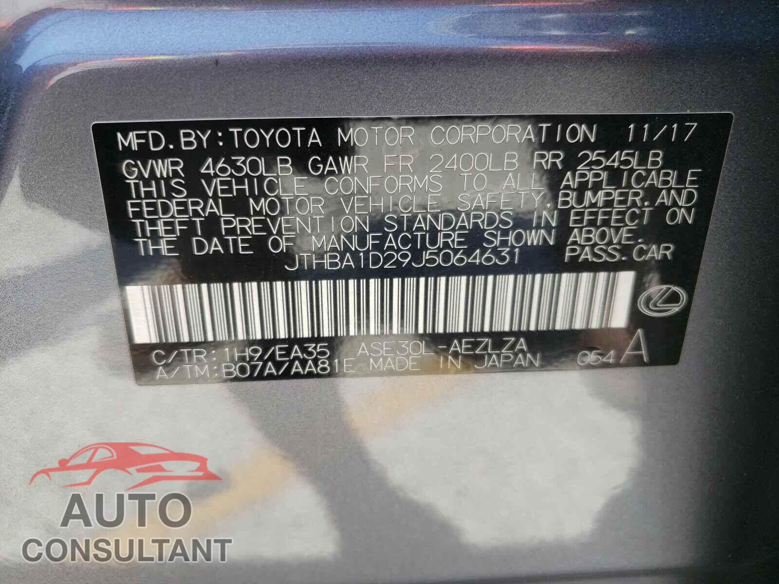 LEXUS IS 2018 - JTHBA1D29J5064631