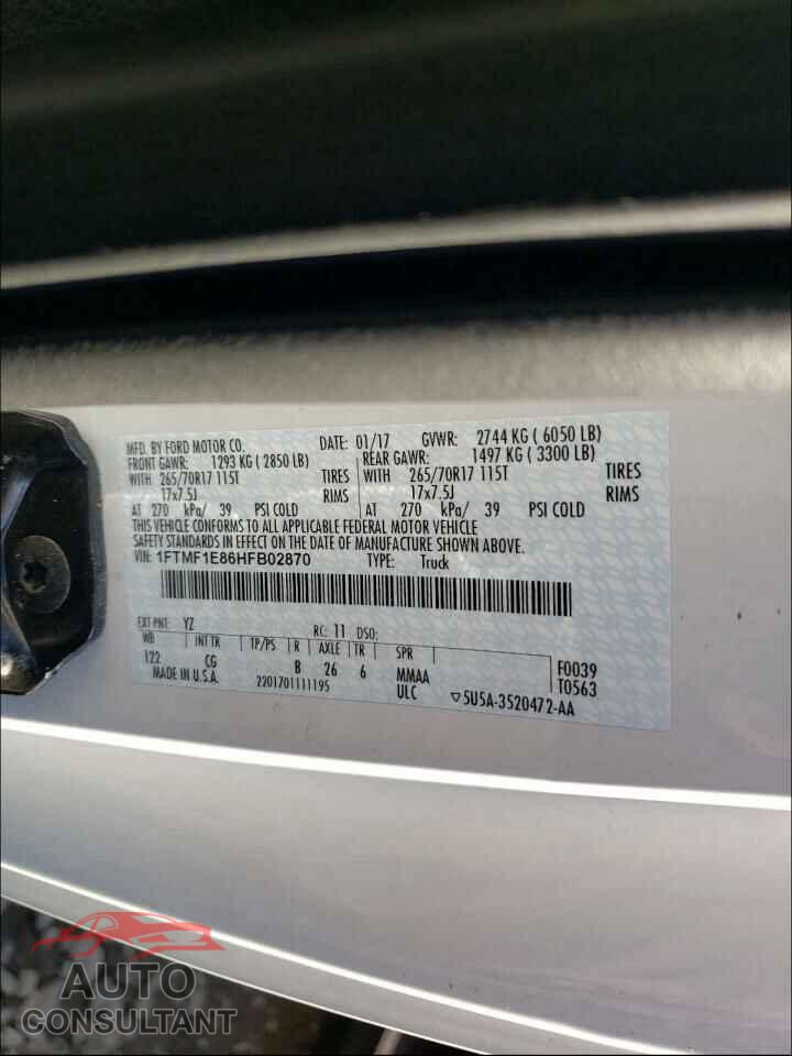 FORD F150 2017 - 1FTMF1E86HFB02870
