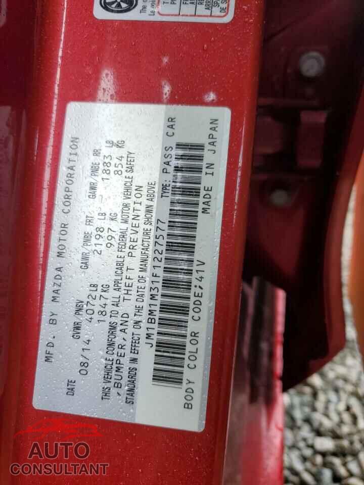 MAZDA 3 2015 - JM1BM1M31F1227577