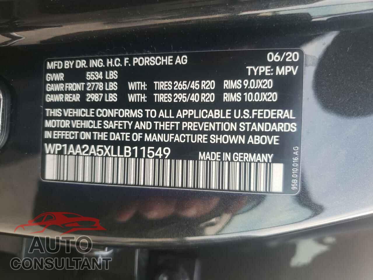 PORSCHE MACAN 2020 - WP1AA2A5XLLB11549