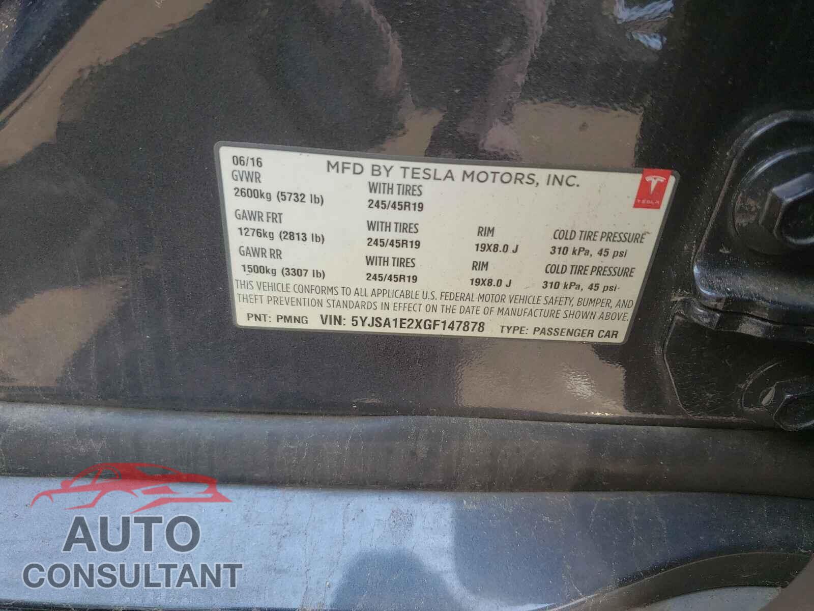 TESLA MODEL S 2016 - 5YJSA1E2XGF147878