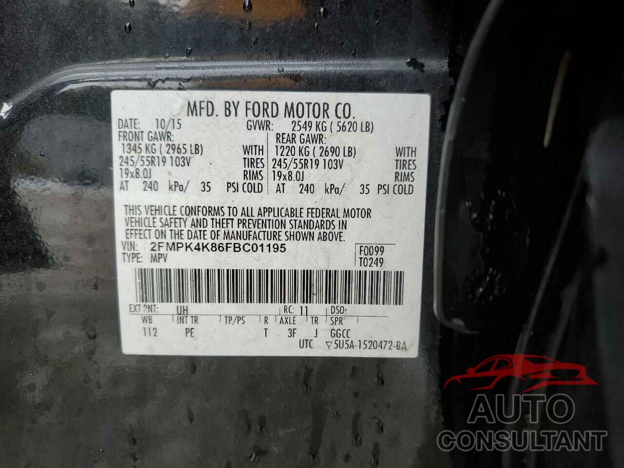 FORD EDGE 2015 - 2FMPK4K86FBC01195