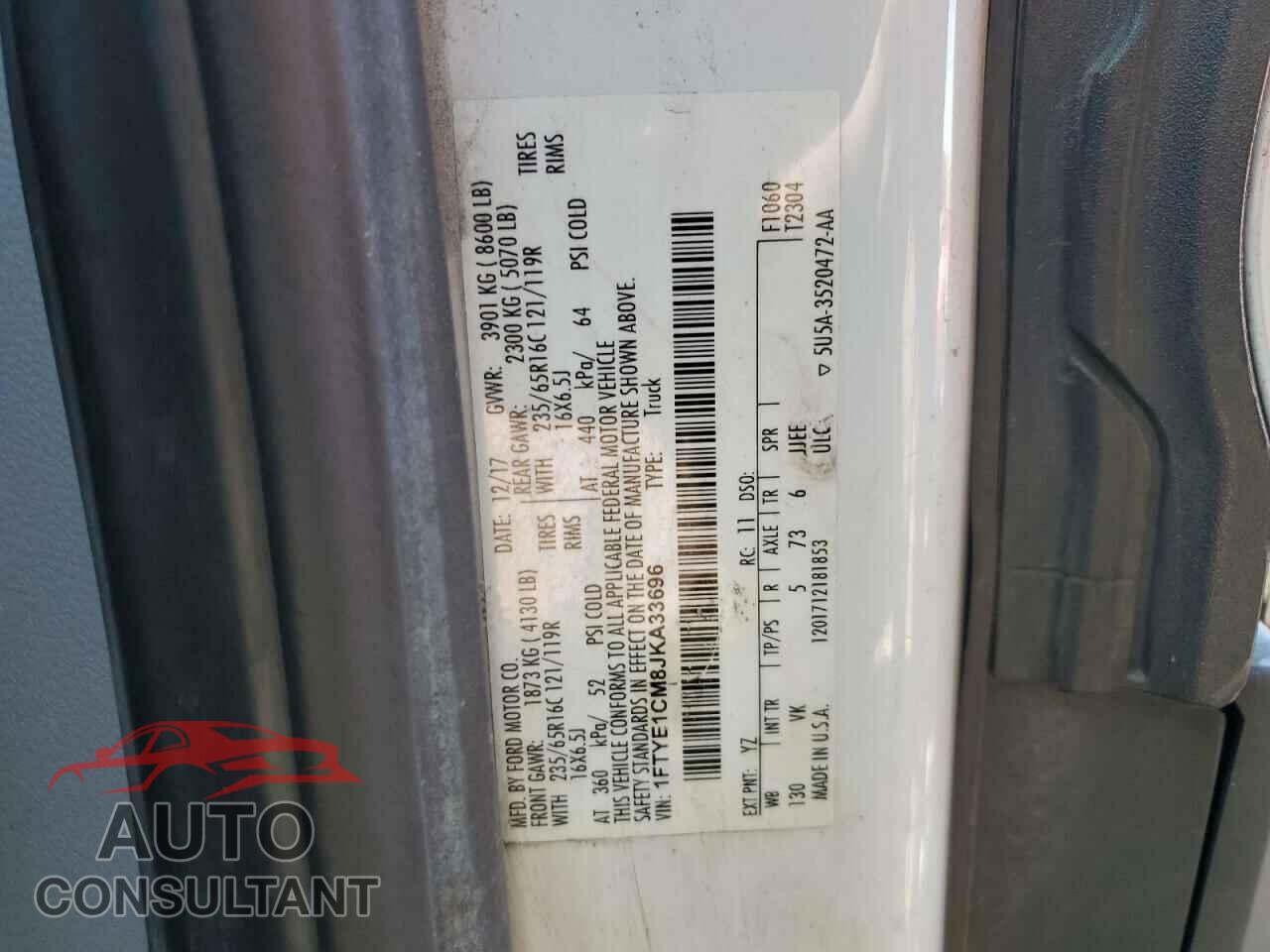 FORD TRANSIT 2018 - 1FTYE1CM8JKA33696