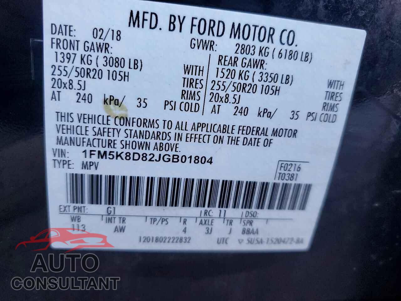FORD EXPLORER 2018 - 1FM5K8D82JGB01804