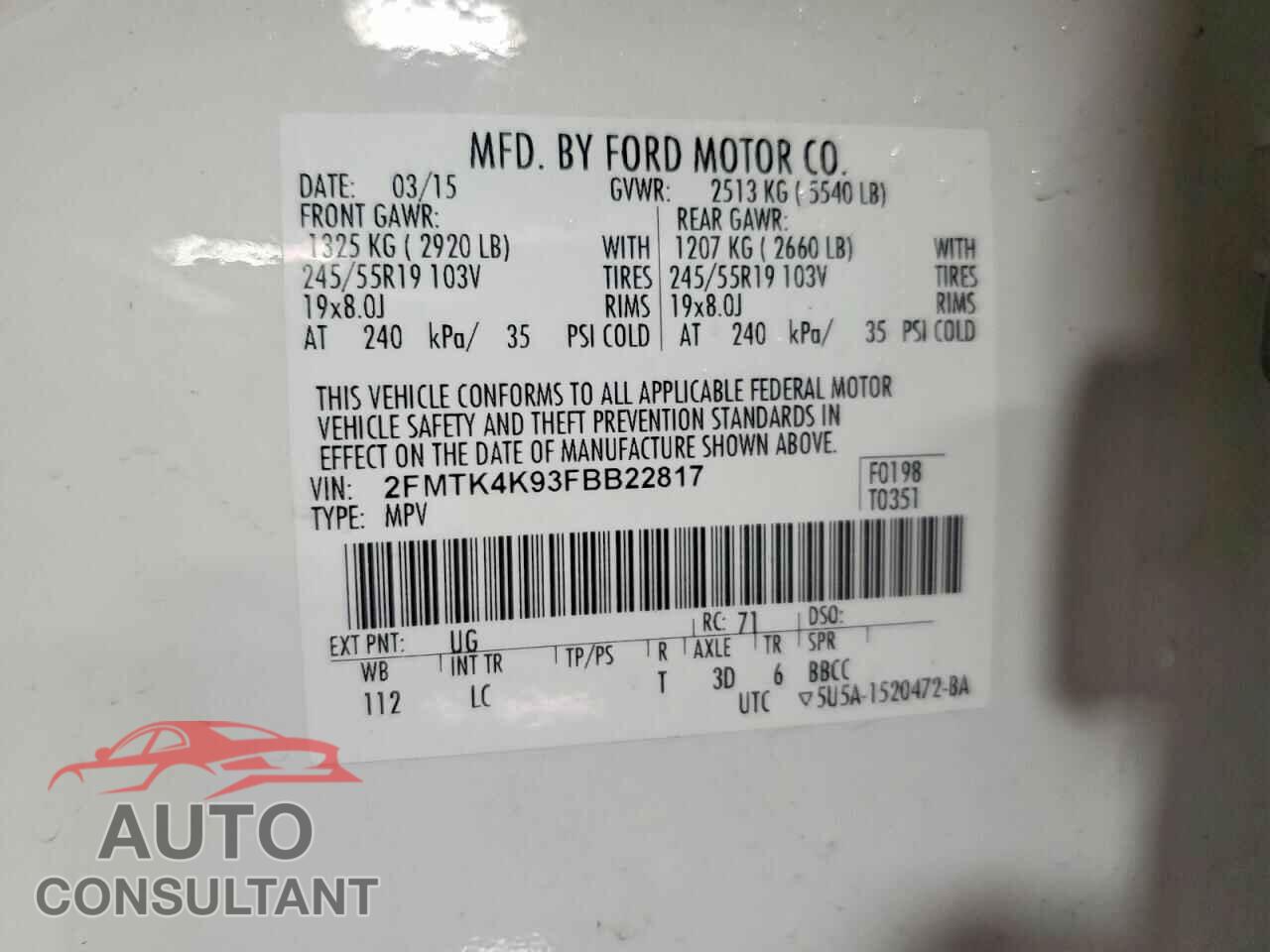 FORD EDGE 2015 - 2FMTK4K93FBB22817