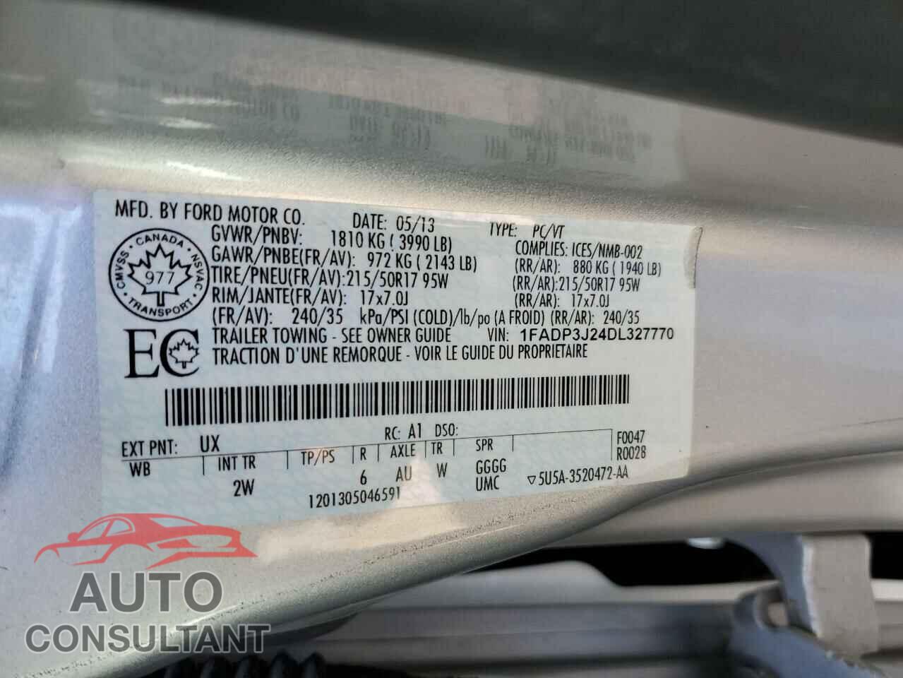 FORD FOCUS 2013 - 1FADP3J24DL327770